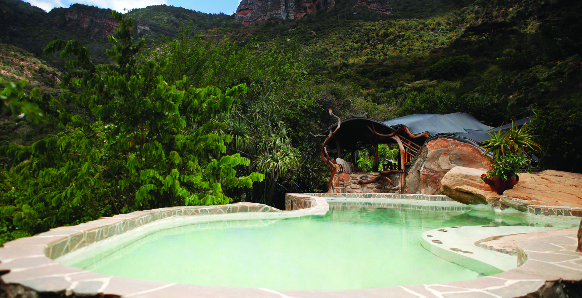 The pool at Desert Rose, cut into the rock above the valley