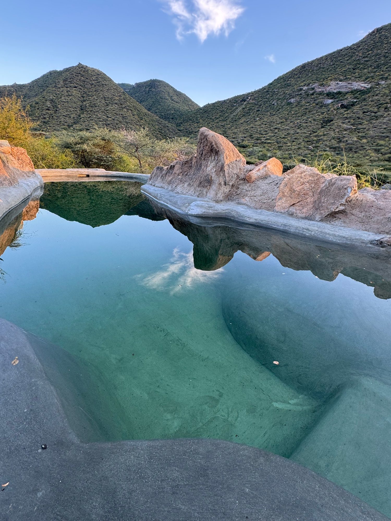 A natural rock pool at Koros Camp